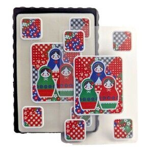 Nesting Dolls Patchwork Playing Cards 54 Transparent Waterproof Plastic Case